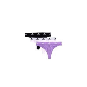 Adidas Women's Cotton Logo Thong Underwear 3-Pack, Black/White/Lilac, XX-Large